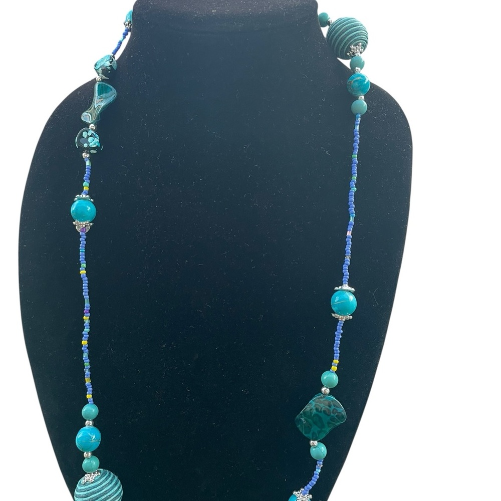 Mar Y SolTeal Beaded Women’s Necklace - vacation boho